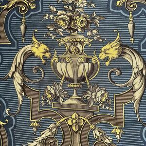 Vtg MCM TOILE MILITAIRE Clarence House Design Fabric Handprinted in France 1-2YD